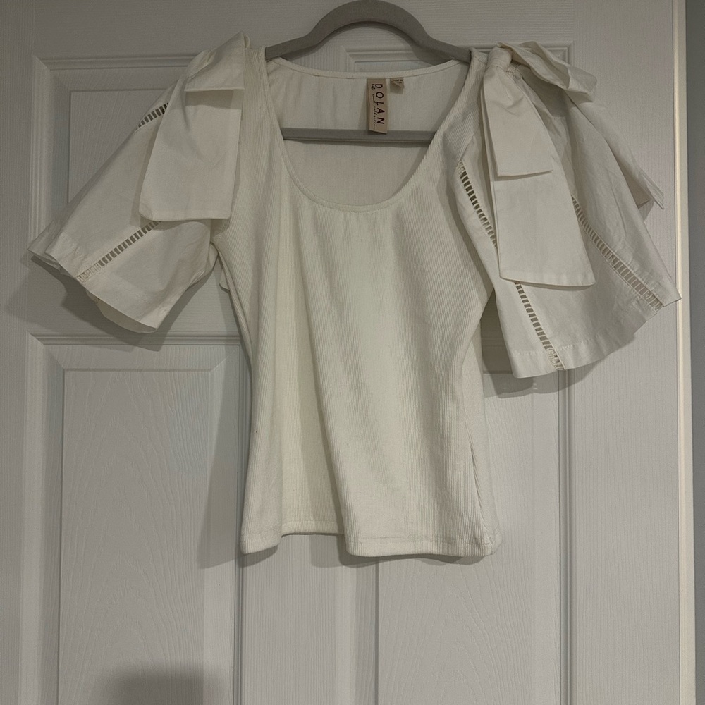 Dolan Cream Blouse with Statement Sleeves